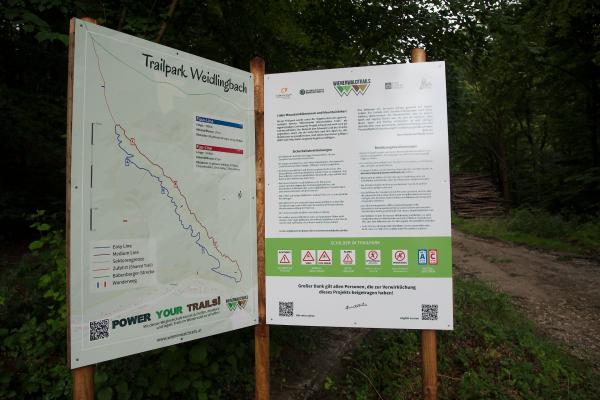 Die Infotafel beim Trailpark Weidlingbach