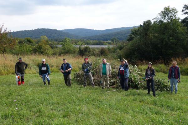 Der Verein Hebebühne  führte mit acht TeilnehmerInnen vier Tage lang einen Landschaftspflegeeinsatz auf der Weiderwiese in Purkersdorf durch. 