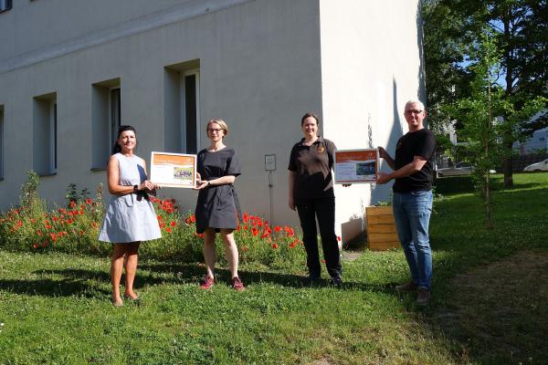 Direktorin Petra Revay-Schwarz, Bezirksvorsteherin Michaela Schüchner, Biosphärenpark-Projektleiterin Johanna Scheiblhofer und Biosphärenpark-Direktor Andreas Weiß