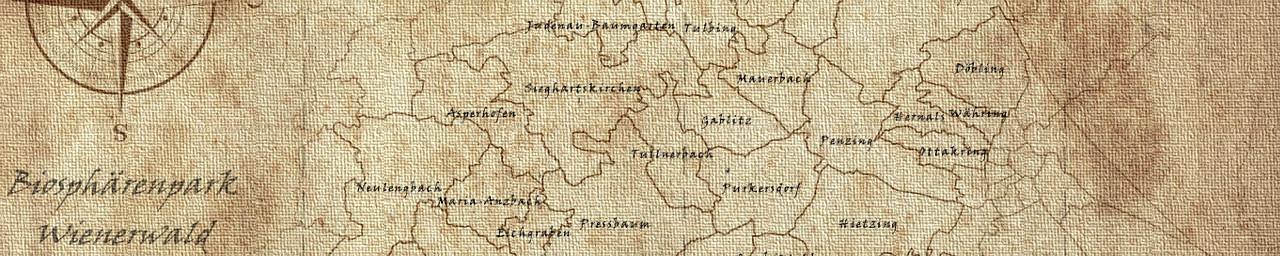 Kartenausschnitt vom Biosphärenpark Wienerwald im Vintage Stil