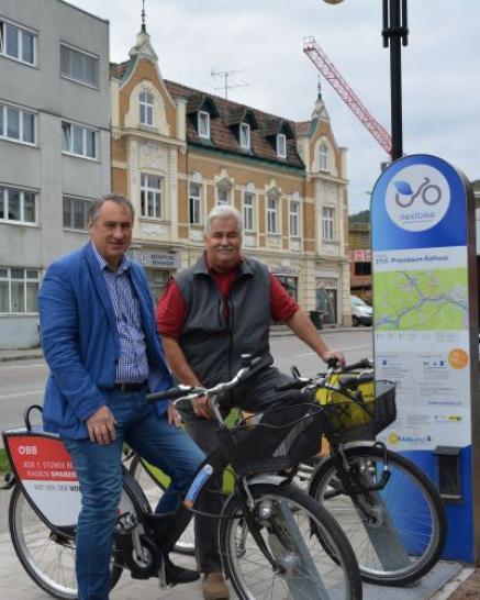 BGM Josef Schmidl-Haberleitner und VBGM Alfred Gruber am Nextbike