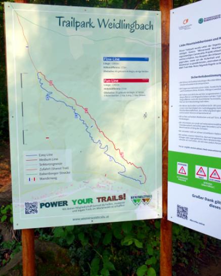 Tafel zum Trailpark Weidlingbach