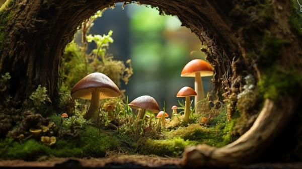 Pilze und Kräuter im Wald