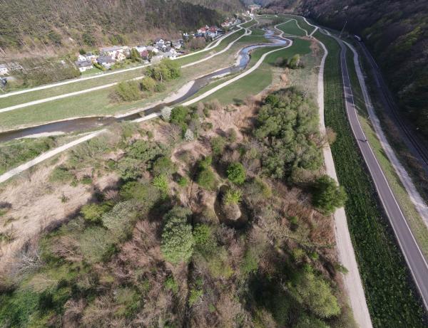 Rückhaltebecken Fahrafeld von oben