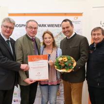 LAbg. Bgm. Christoph Kainz, LR Dr. Stephan Pernkopf, Susanne Lambropoulos, Forstdirektor der Stadt Wien DI Andreas Januskovecz, BPWW Direktor Dr. Herbert Greisberger