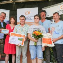 Familie Brückelmayer - Wiesenmeister 2018 (Mähwiese, Tulbing) - im Bild mit (v.l.n.r) LAbg. Bgm. Christoph Kainz (Pfaffstätten), Leiterin MA 22 Dr. Karin Büchl-Krammerstätter, Dr. Thomas Wrbka und Biosphärenpark-Direktor Dr. Herbert Greisberger.