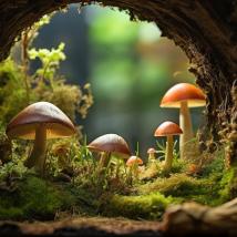 Pilze und Kräuter im Wald