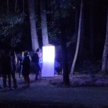 Menschen in der Nacht im Wald, Lichtkegel